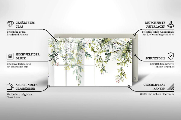 Protège plaque de cuisson Feuilles et fleurs décoratives
