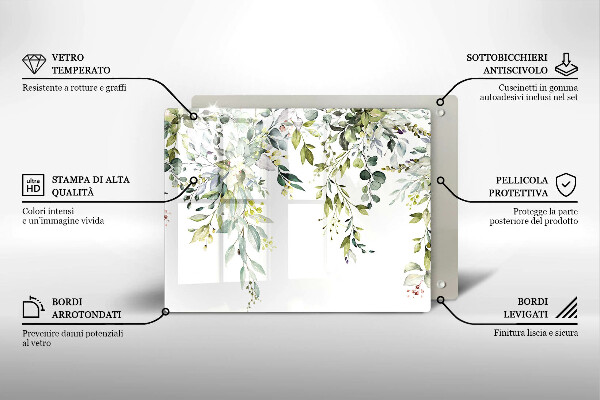 Protège plaque de cuisson Feuilles et fleurs décoratives