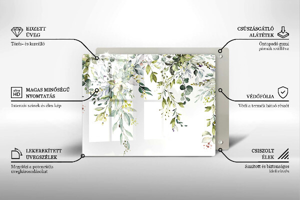 Protège plaque de cuisson Feuilles et fleurs décoratives