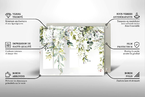 Protège plaque de cuisson Feuilles et fleurs décoratives