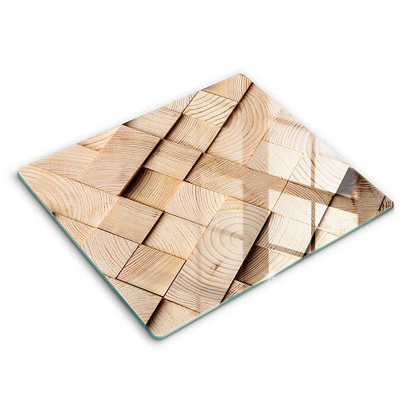 Cache plaque de cuisson Carrés en bois