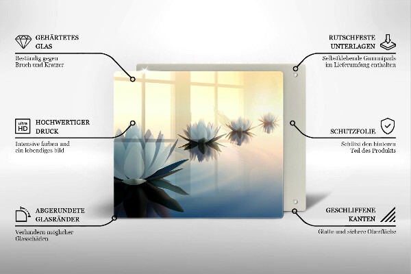 Cache plaque de cuisson Fleurs de lys sur l'eau