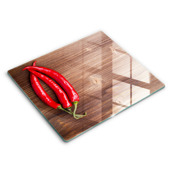 Cache plaque de cuisson Piments sur bois