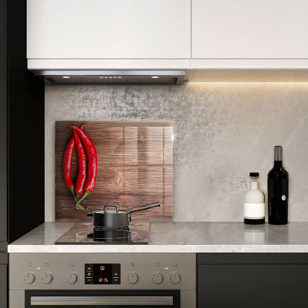 Cache plaque de cuisson Piments sur bois
