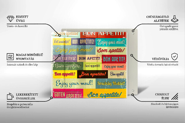 Cache plaque de cuisson Sous-titres Bon appétit langues