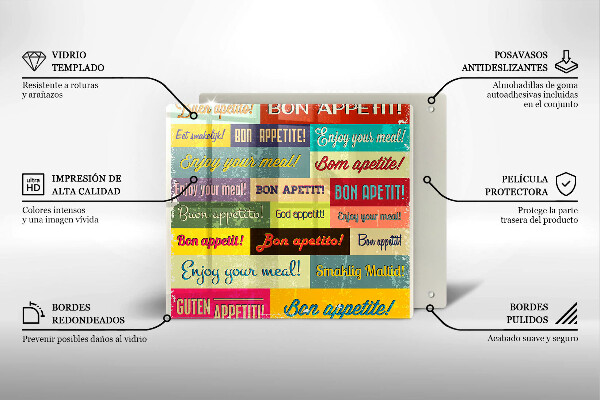 Cache plaque de cuisson Sous-titres Bon appétit langues