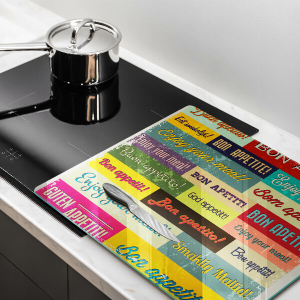 Cache plaque de cuisson Sous-titres Bon appétit langues
