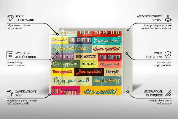 Cache plaque de cuisson Sous-titres Bon appétit langues