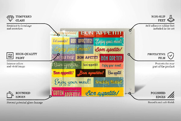 Cache plaque de cuisson Sous-titres Bon appétit langues