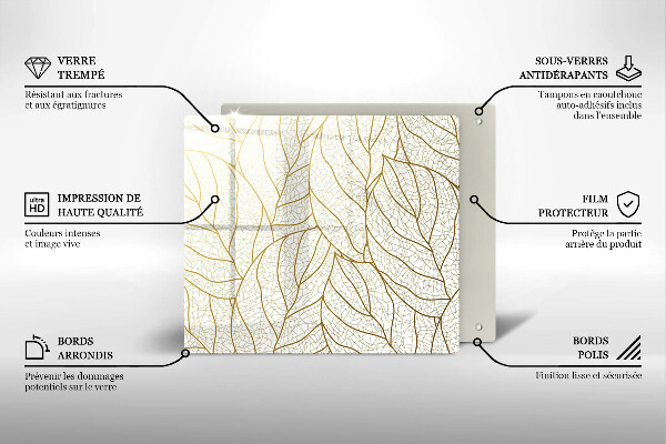 Cache plaque de cuisson Modèle de feuilles de dessin au trait