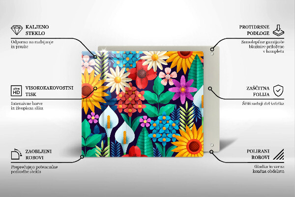 Cache plaque de cuisson Illustration de prairie de fleurs