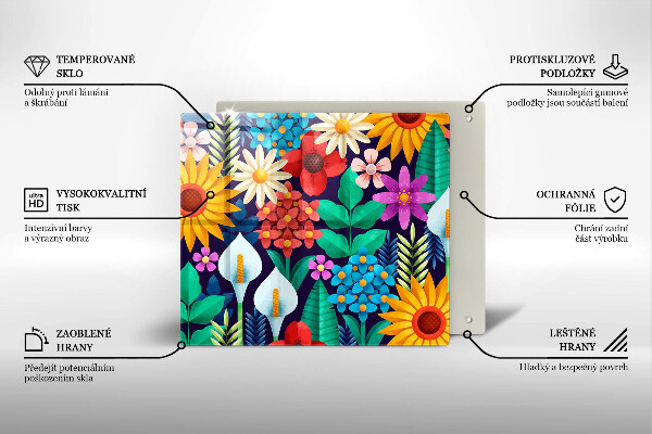 Cache plaque de cuisson Illustration de prairie de fleurs