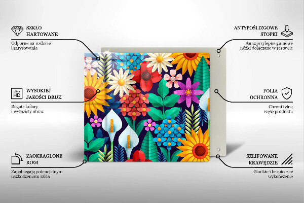 Cache plaque de cuisson Illustration de prairie de fleurs