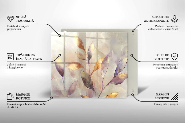 Protection plaque induction Feuilles de bohème peintes