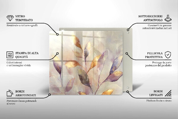 Protection plaque induction Feuilles de bohème peintes