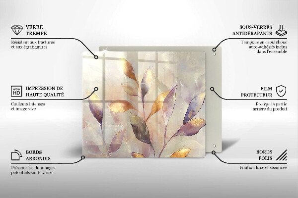 Protection plaque induction Feuilles de bohème peintes