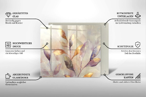 Protection plaque induction Feuilles de bohème peintes