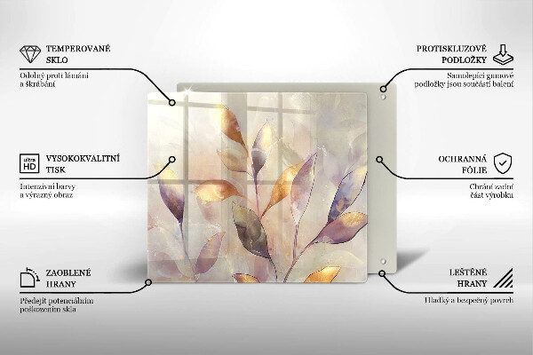 Protection plaque induction Feuilles de bohème peintes