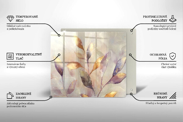 Protection plaque induction Feuilles de bohème peintes