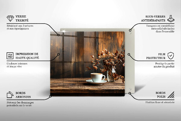 Protection plaque induction Tasse à café et bois