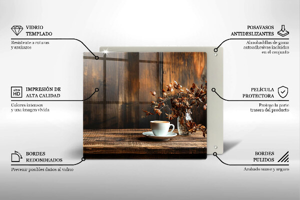 Protection plaque induction Tasse à café et bois