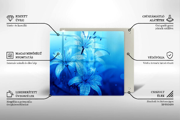 Protection plaque induction Fleurs bleues