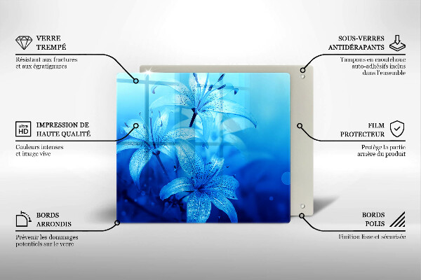 Protection plaque induction Fleurs bleues