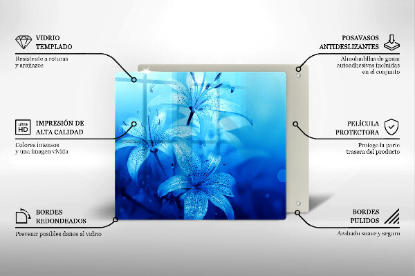 Protection plaque induction Fleurs bleues