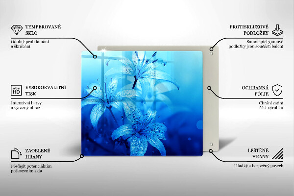 Protection plaque induction Fleurs bleues