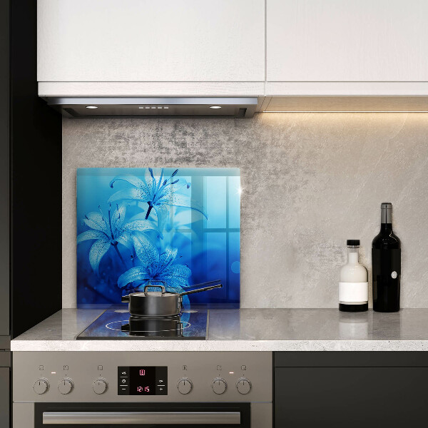 Protection plaque induction Fleurs bleues