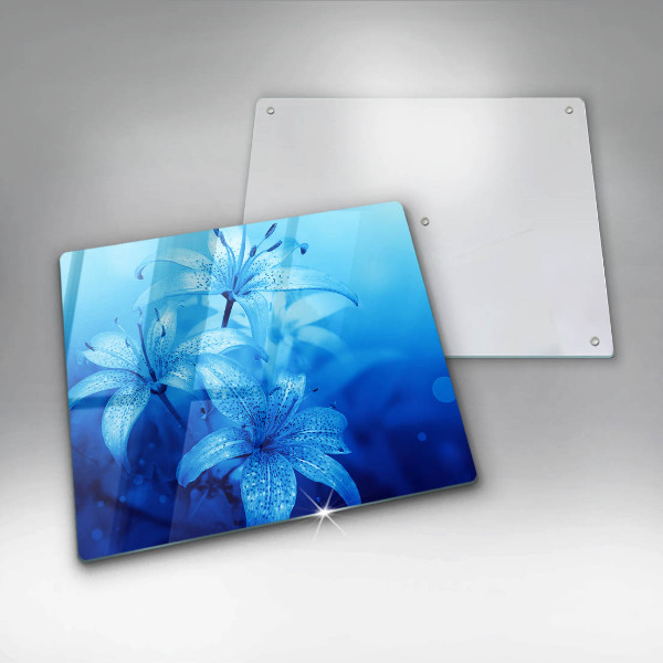 Protection plaque induction Fleurs bleues