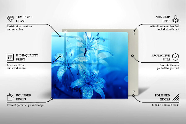 Protection plaque induction Fleurs bleues