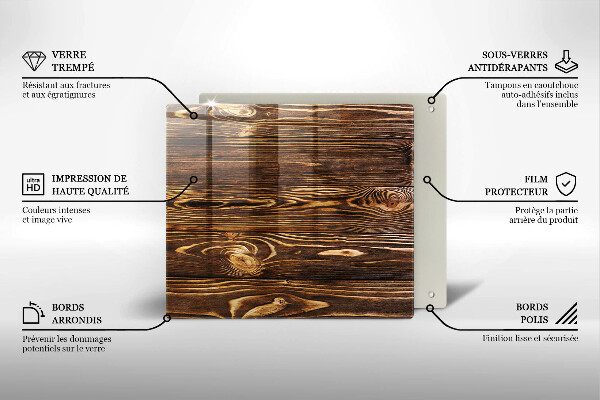 Protection plaque induction Texture du bois