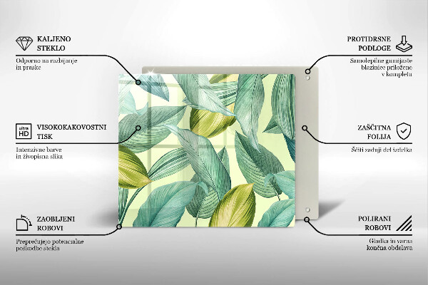 Protection plaque induction Feuilles tropicales vertes