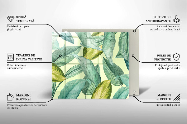 Protection plaque induction Feuilles tropicales vertes