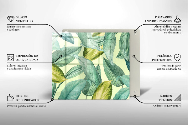 Protection plaque induction Feuilles tropicales vertes