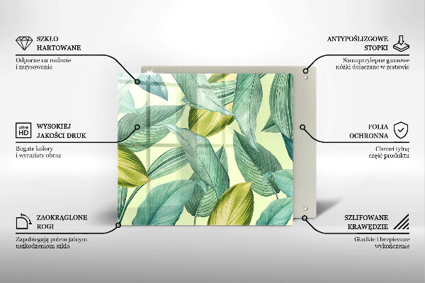 Protection plaque induction Feuilles tropicales vertes