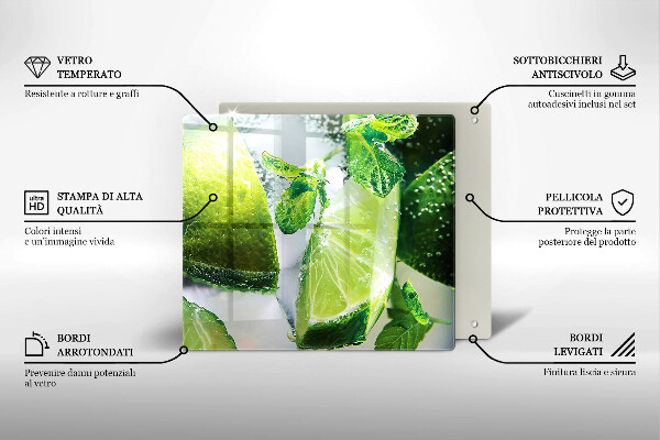 Protection plaque induction Eau avec du citron vert et de la glace