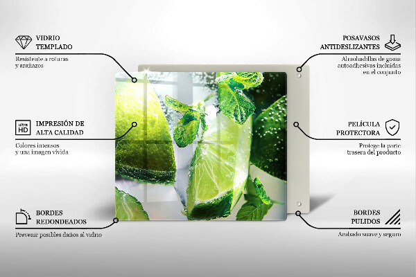 Protection plaque induction Eau avec du citron vert et de la glace