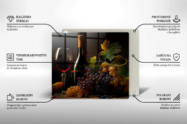 Protection plaque induction Verre de vin et de raisins