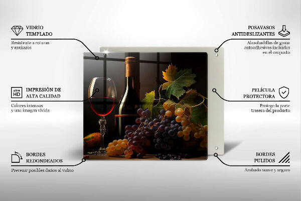 Protection plaque induction Verre de vin et de raisins