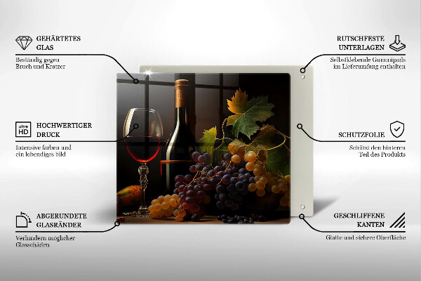 Protection plaque induction Verre de vin et de raisins