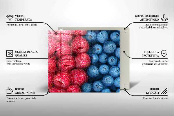 Protection plaque induction Fruits de framboise et de myrtille