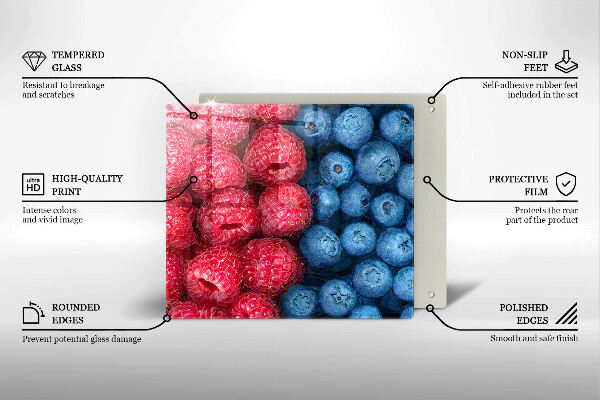 Protection plaque induction Fruits de framboise et de myrtille