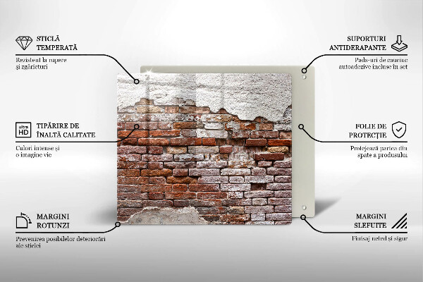 Cache plaque de cuisson Vieux mur de brique et de béton