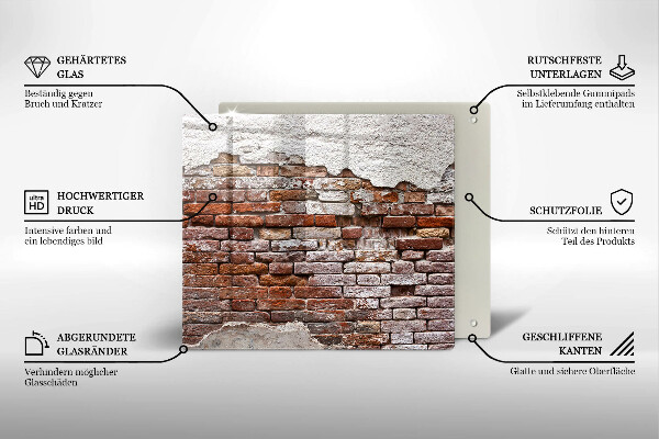Cache plaque de cuisson Vieux mur de brique et de béton