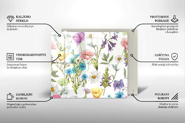 Cache plaque de cuisson Illustration de fleurs