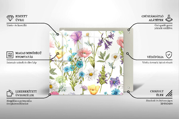 Cache plaque de cuisson Illustration de fleurs