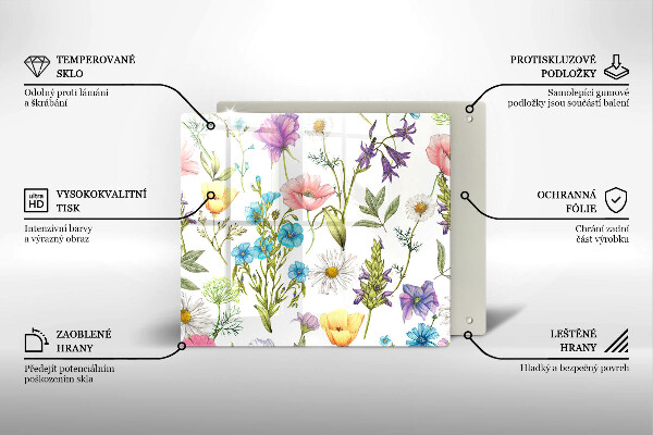 Cache plaque de cuisson Illustration de fleurs