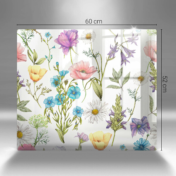 Cache plaque de cuisson Illustration de fleurs